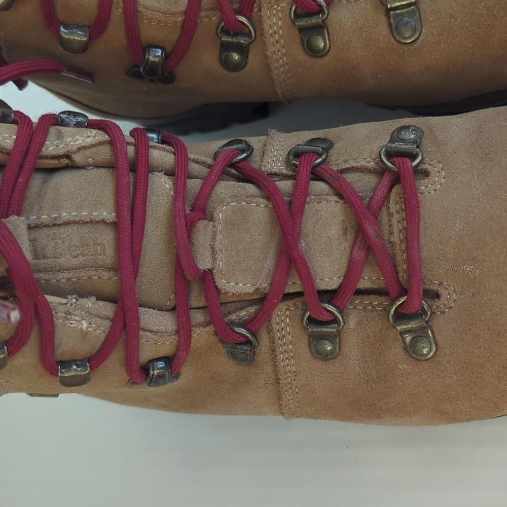 L.L. Bean Suede Waterproof Vibram Tek 2.5 Retro Hiking Boots 9.5M Brown Lace Up - Picture 13 of 16